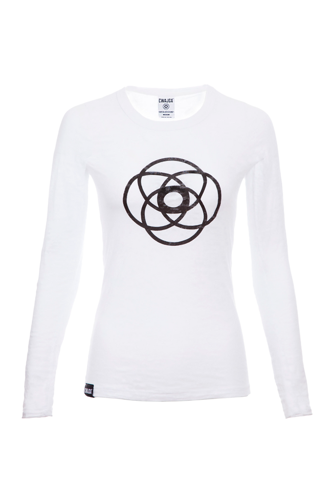 Breathe Out - Light weight long sleeve Yoga Burnout Tee (White)