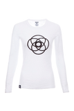 Breathe Out - Light weight long sleeve Yoga Burnout Tee (White)